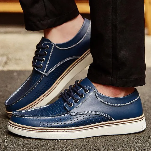 Shoes - Hand Sewing Men's Genuine Leather Casual Shoes