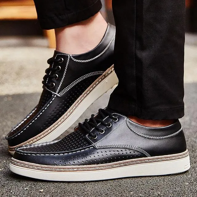 Shoes - Hand Sewing Men's Genuine Leather Casual Shoes