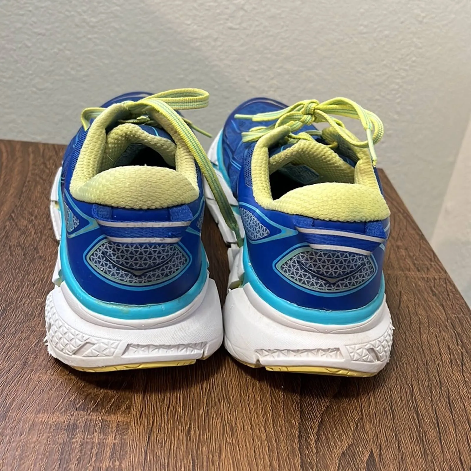 Size 7.5 Hoka One One Clifton 2 Ortholite Blue Green Tennis Shoes Sneakers