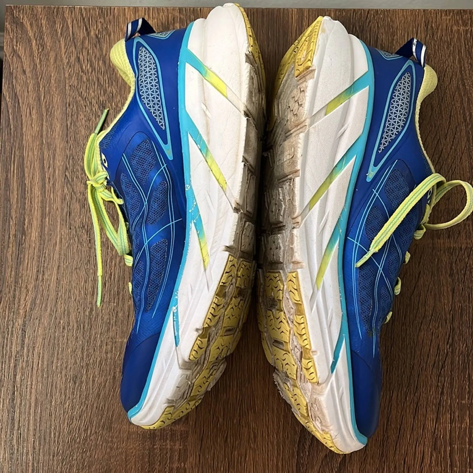 Size 7.5 Hoka One One Clifton 2 Ortholite Blue Green Tennis Shoes Sneakers
