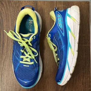 Size 7.5 Hoka One One Clifton 2 Ortholite Blue Green Tennis Shoes Sneakers