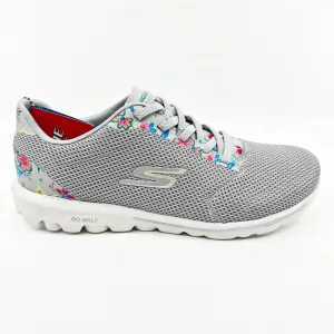 Skechers Go Walk Classic Cream Gray Womens Wide Athletic Sneakers