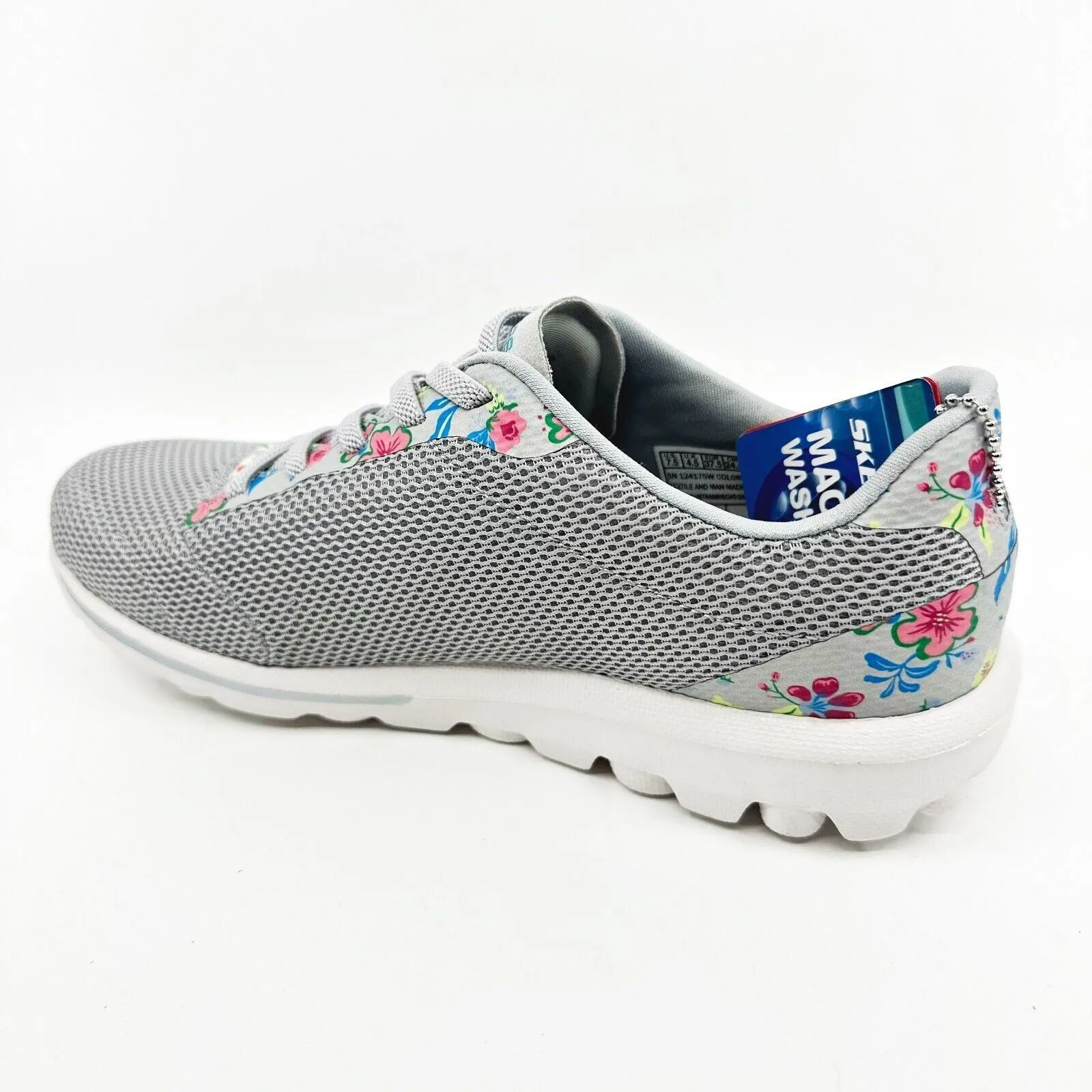 Skechers Go Walk Classic Cream Gray Womens Wide Athletic Sneakers