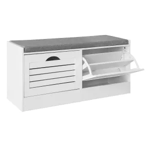 SoBuy FSR62-W Storage Bench with Drawers & Padded Seat Cushion Hallway Bench Shoe Cabinet Shoe Bench