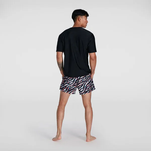 Speedo Mens Print SS Swim Tee - Black