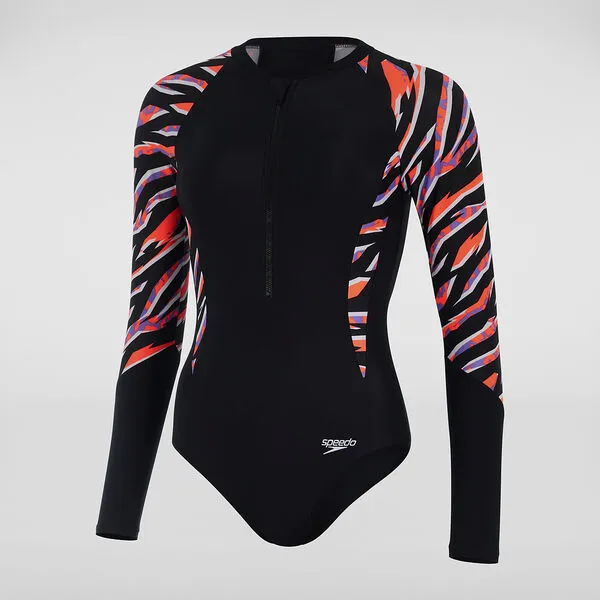 Speedo Womens LS Paddle Suit One Piece - Black