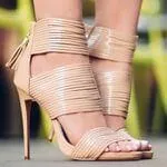 Strap Heel Lace Up Wedding Sandals