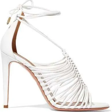 Strap Wedding White Heel  Cutout Sandals