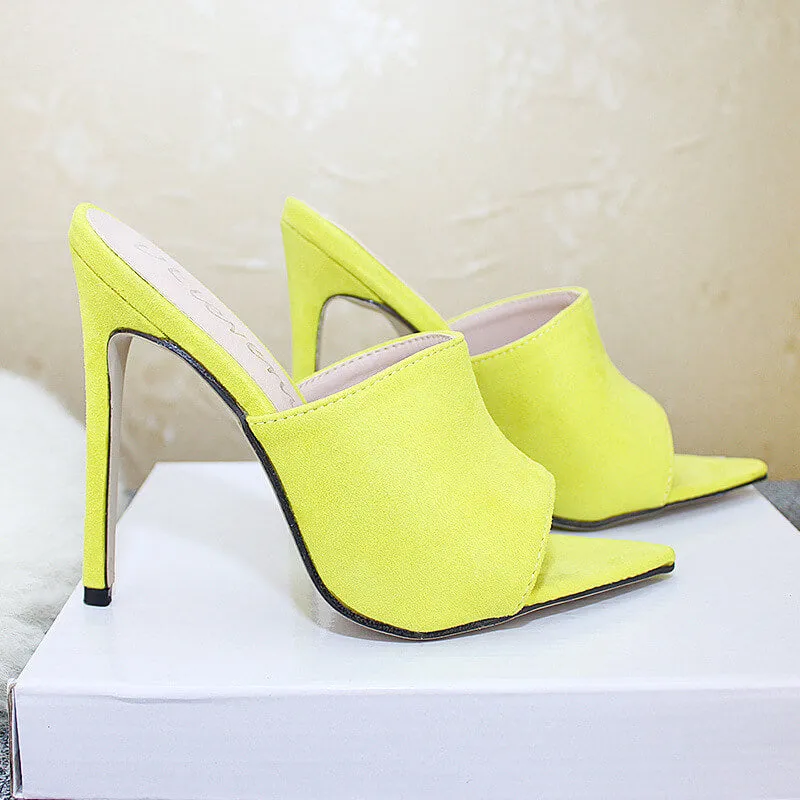 Suede Peep Toe Pointed Toe Sandals