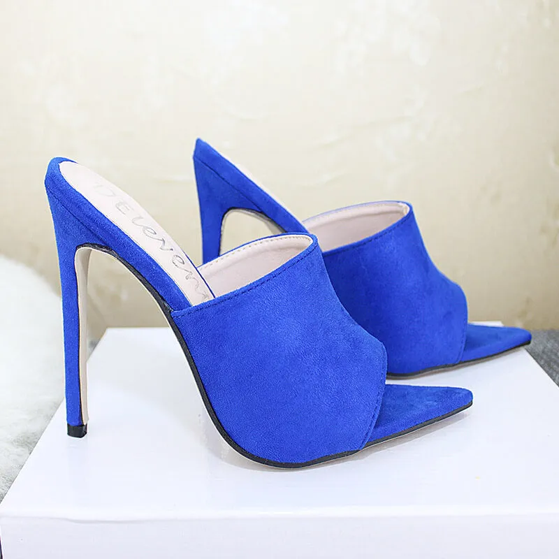 Suede Peep Toe Pointed Toe Sandals