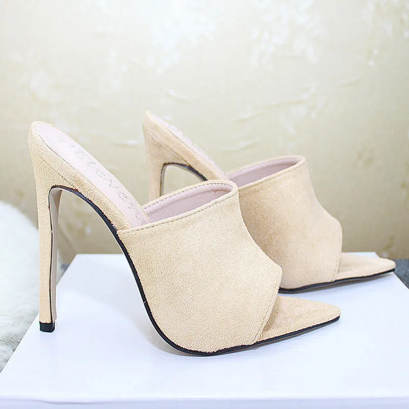 Suede Peep Toe Pointed Toe Sandals