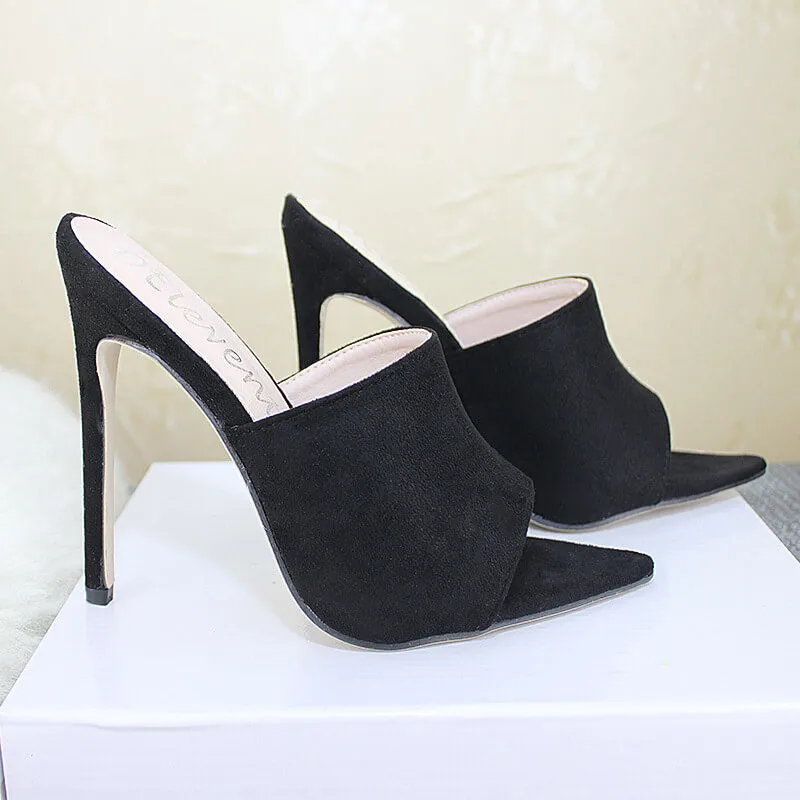 Suede Peep Toe Pointed Toe Sandals