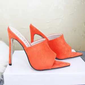 Suede Peep Toe Pointed Toe Sandals