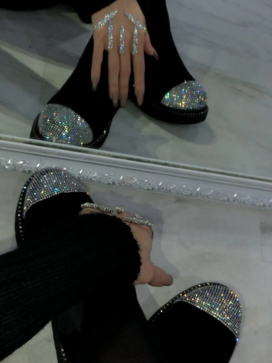Suede Rhinestone Casual Boots