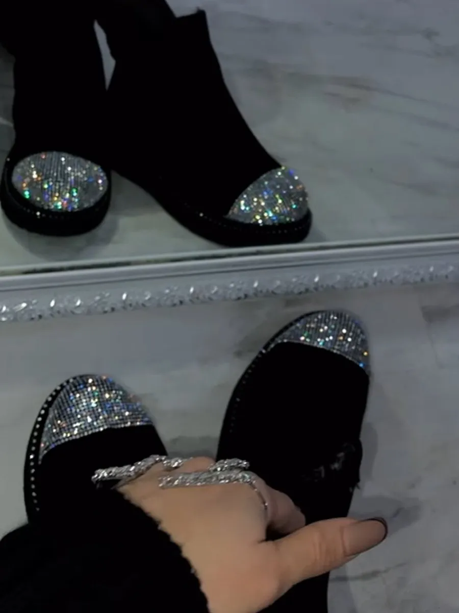 Suede Rhinestone Casual Boots
