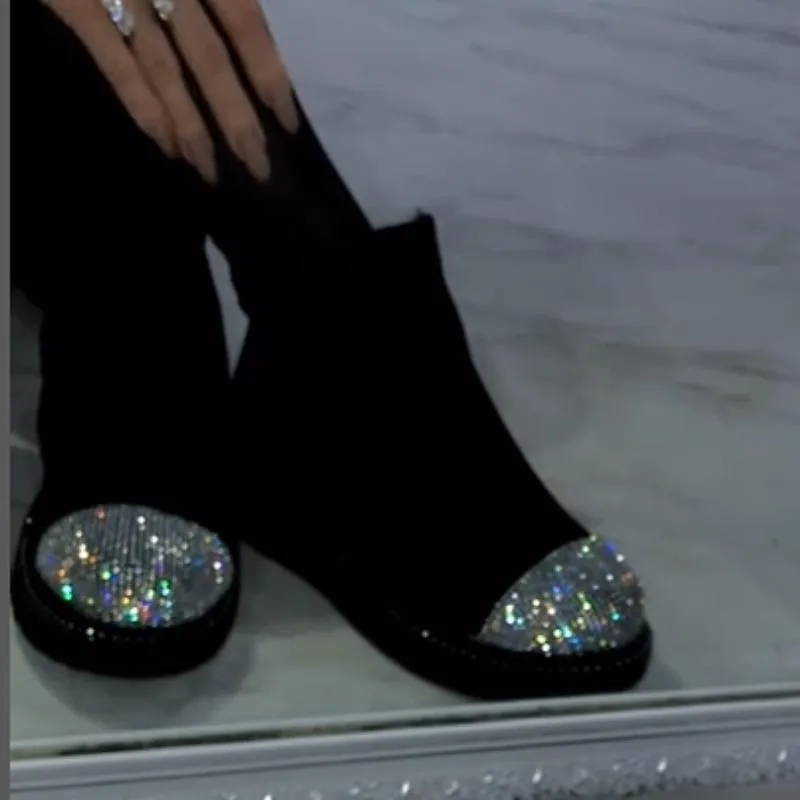 Suede Rhinestone Casual Boots