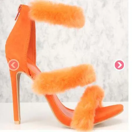 Summer Fur High Heel Dress Sandals