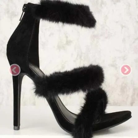 Summer Fur High Heel Dress Sandals