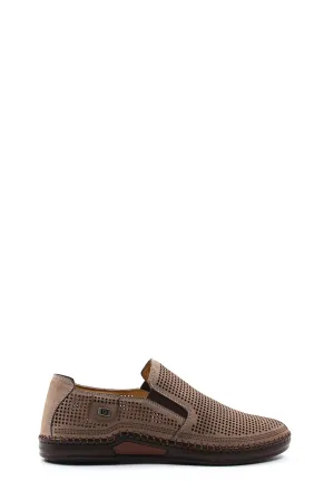 Taupe Perforated Slip-Ons-Wessi
