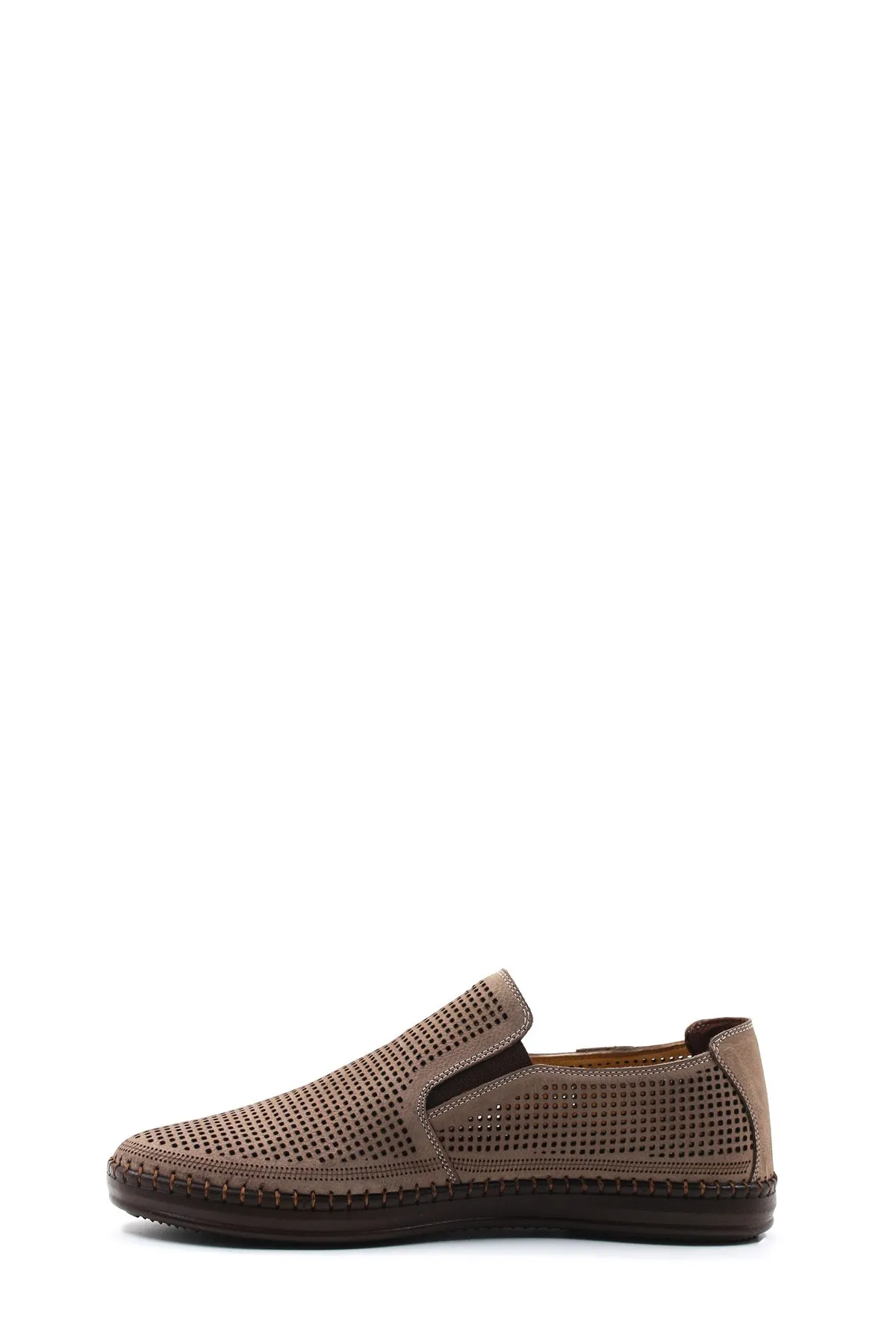 Taupe Perforated Slip-Ons-Wessi