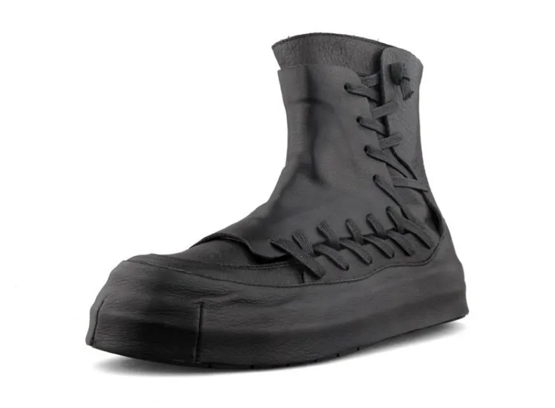 TEEK - Laced Stitch Black High-Top Shoes