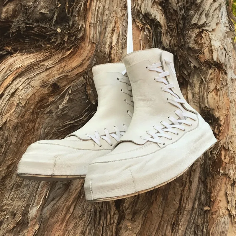 TEEK - Laced Stitch Black High-Top Shoes