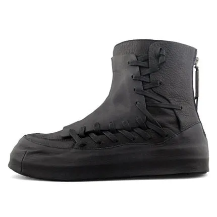 TEEK - Laced Stitch Black High-Top Shoes