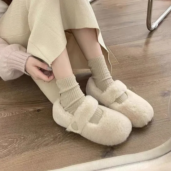 Uniwim Gift Warm Sheepskin Ballet Flats