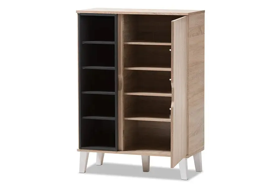 Valina 1-door Oak/Grey Wood Shoe Cabinet