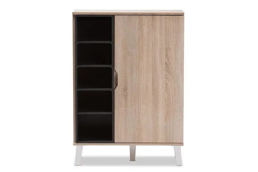 Valina 1-door Oak/Grey Wood Shoe Cabinet