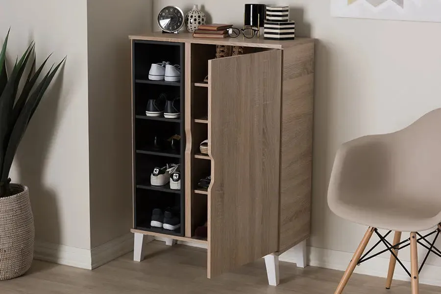 Valina 1-door Oak/Grey Wood Shoe Cabinet