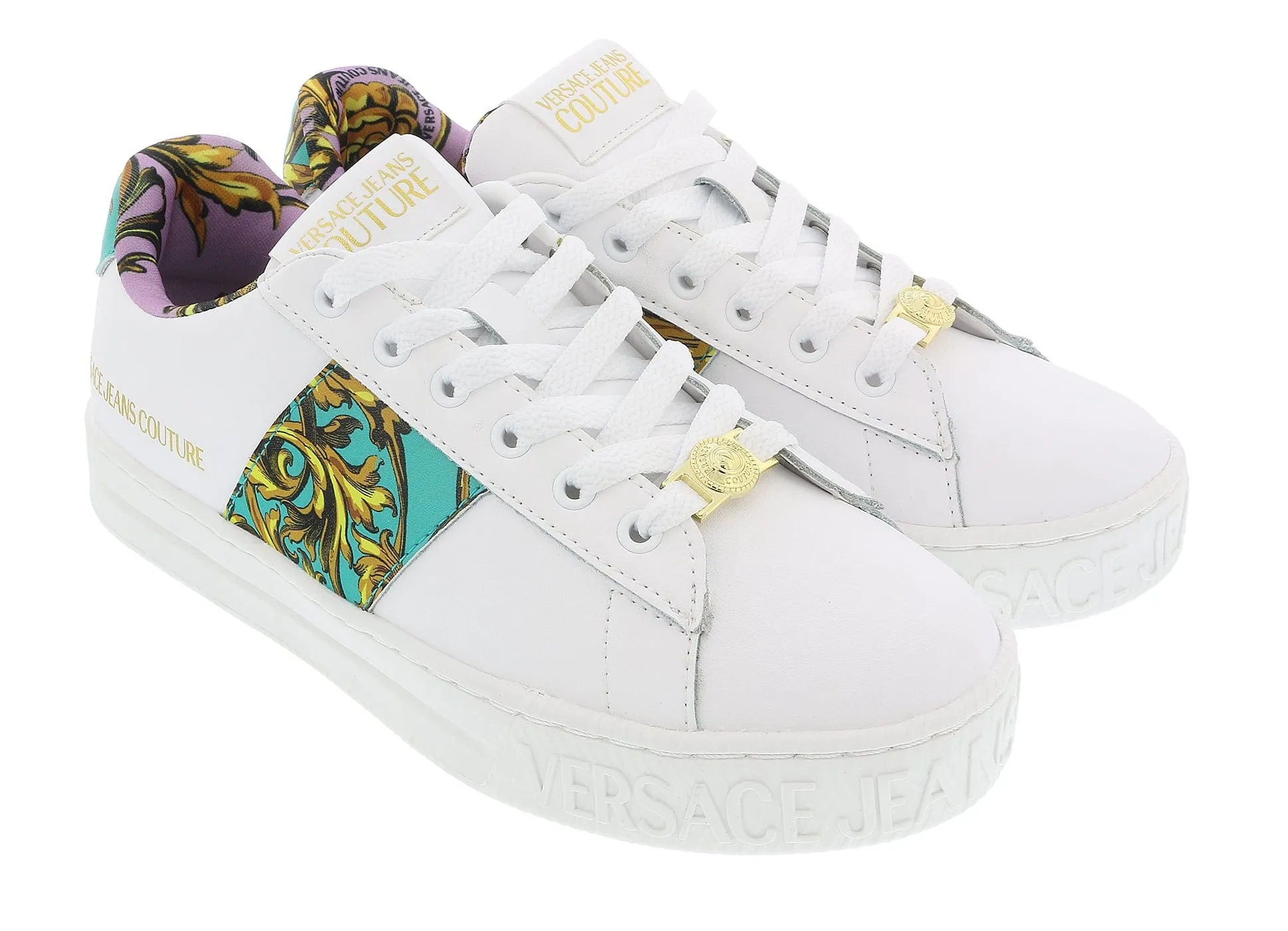 Versace Jeans Couture White/Multi Athletic Fashion baroque Print Sneakers