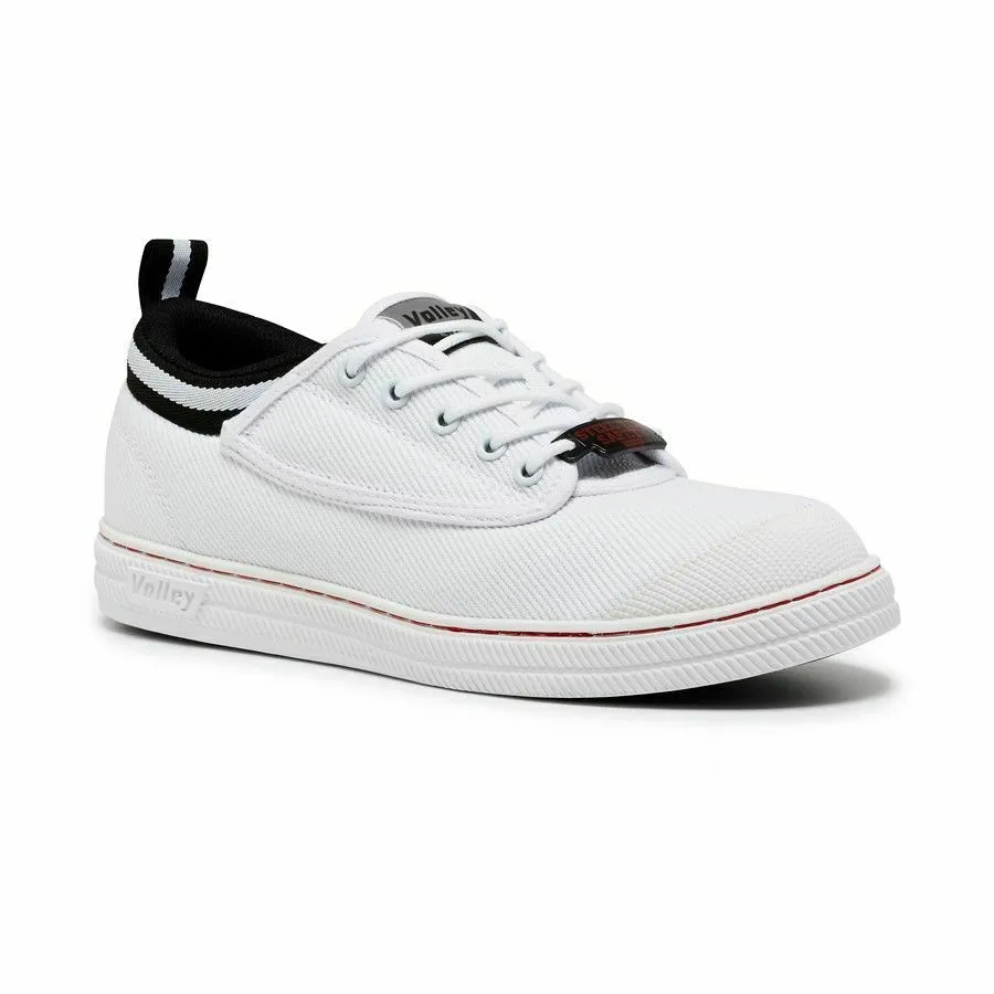 Volley Safety Steel Cap Mens Toe Caps Volleys Work Lace Shoes - White/ Black