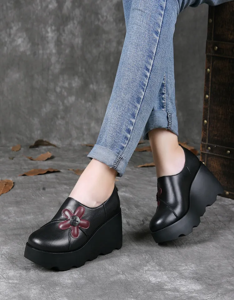 Waterproof Anti-slip Handmade Retro Wedge Shoes