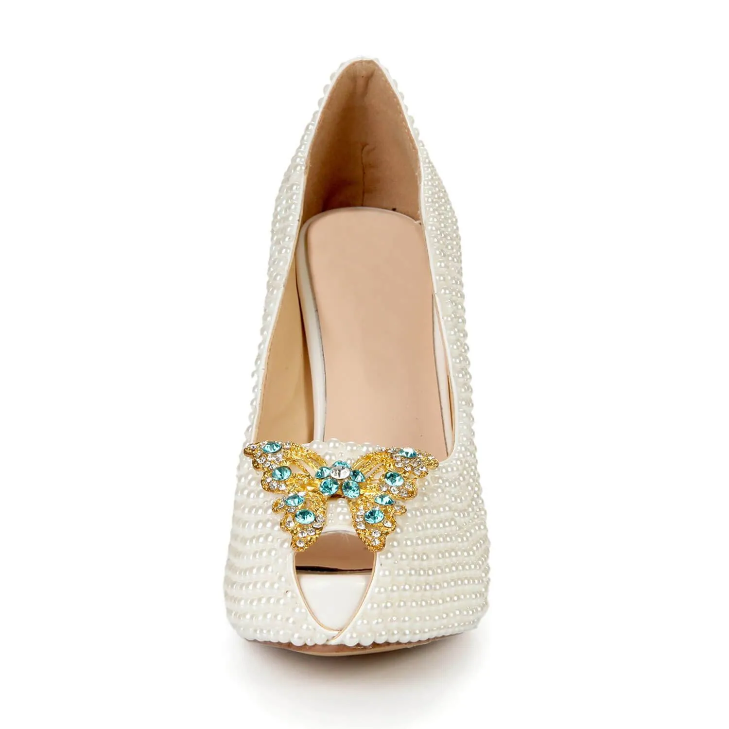 White Heel Wedding Bow Peep Toe Sandals