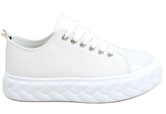White Sneakers with Braided Sole | SE2904