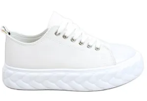 White Sneakers with Braided Sole | SE2904