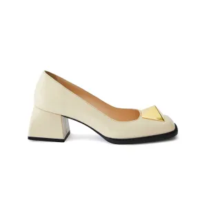 Women's Calf Leather Handmade Block Heels W1001