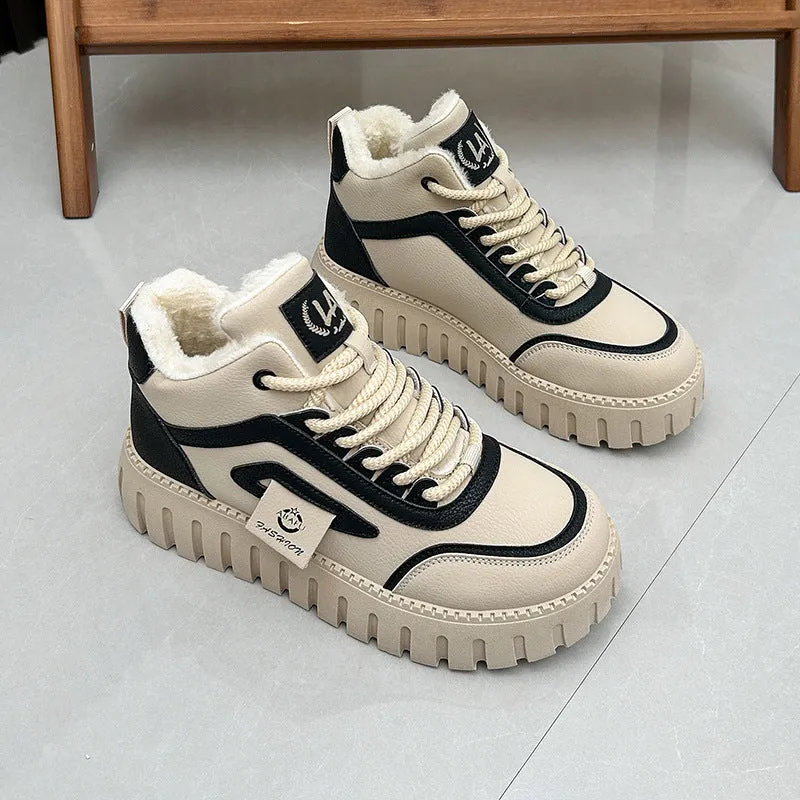 Women's Fleece-Lined High-Top Board Shoes – Warm & Stylish