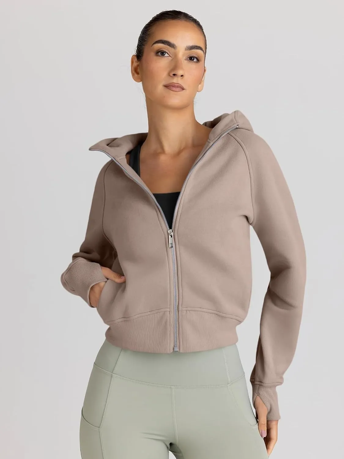 Women’s Full Zip Fleece Hoodie – Cozy Winter Jacket with Drop Shoulder Collar, Soft & Breathable Sweatshirt for Fall & Winter