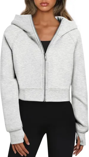 Women’s Full Zip Fleece Hoodie – Cozy Winter Jacket with Drop Shoulder Collar, Soft & Breathable Sweatshirt for Fall & Winter