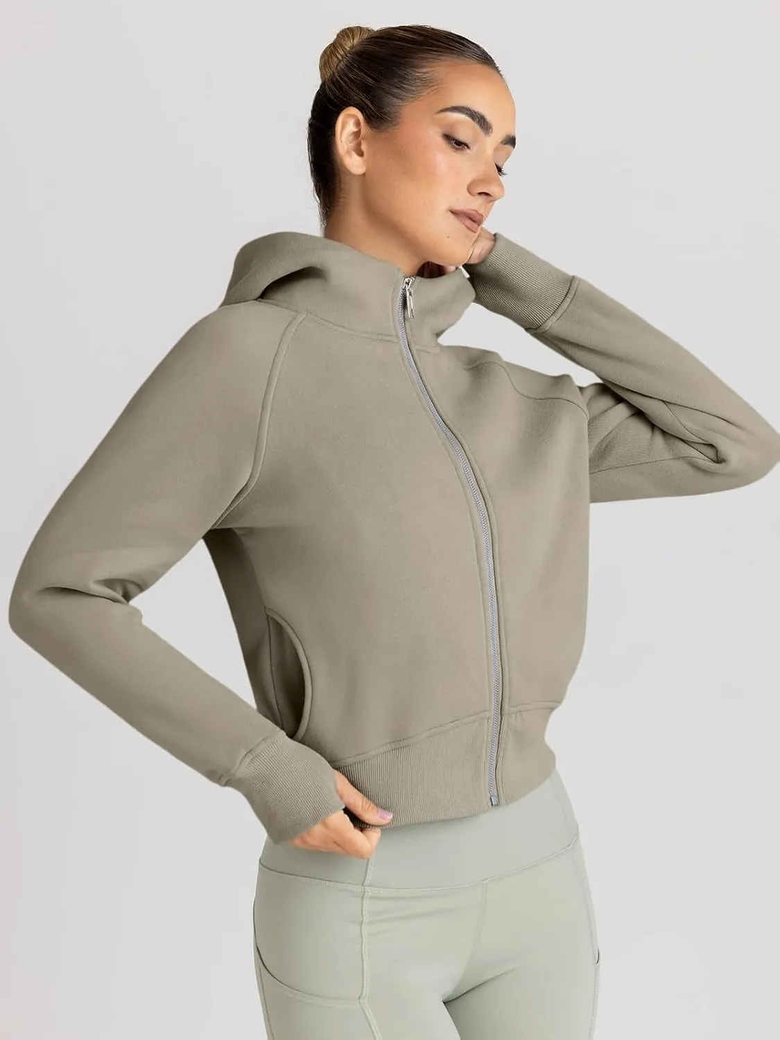 Women’s Full Zip Fleece Hoodie – Cozy Winter Jacket with Drop Shoulder Collar, Soft & Breathable Sweatshirt for Fall & Winter