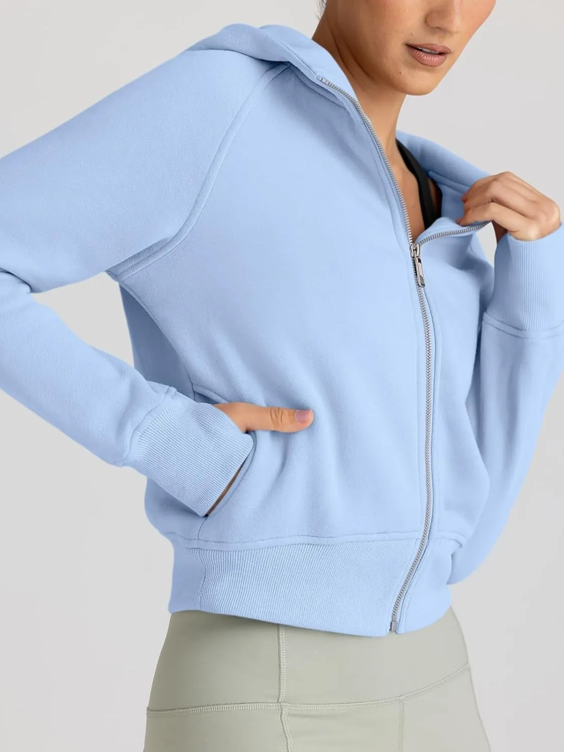 Women’s Full Zip Fleece Hoodie – Cozy Winter Jacket with Drop Shoulder Collar, Soft & Breathable Sweatshirt for Fall & Winter