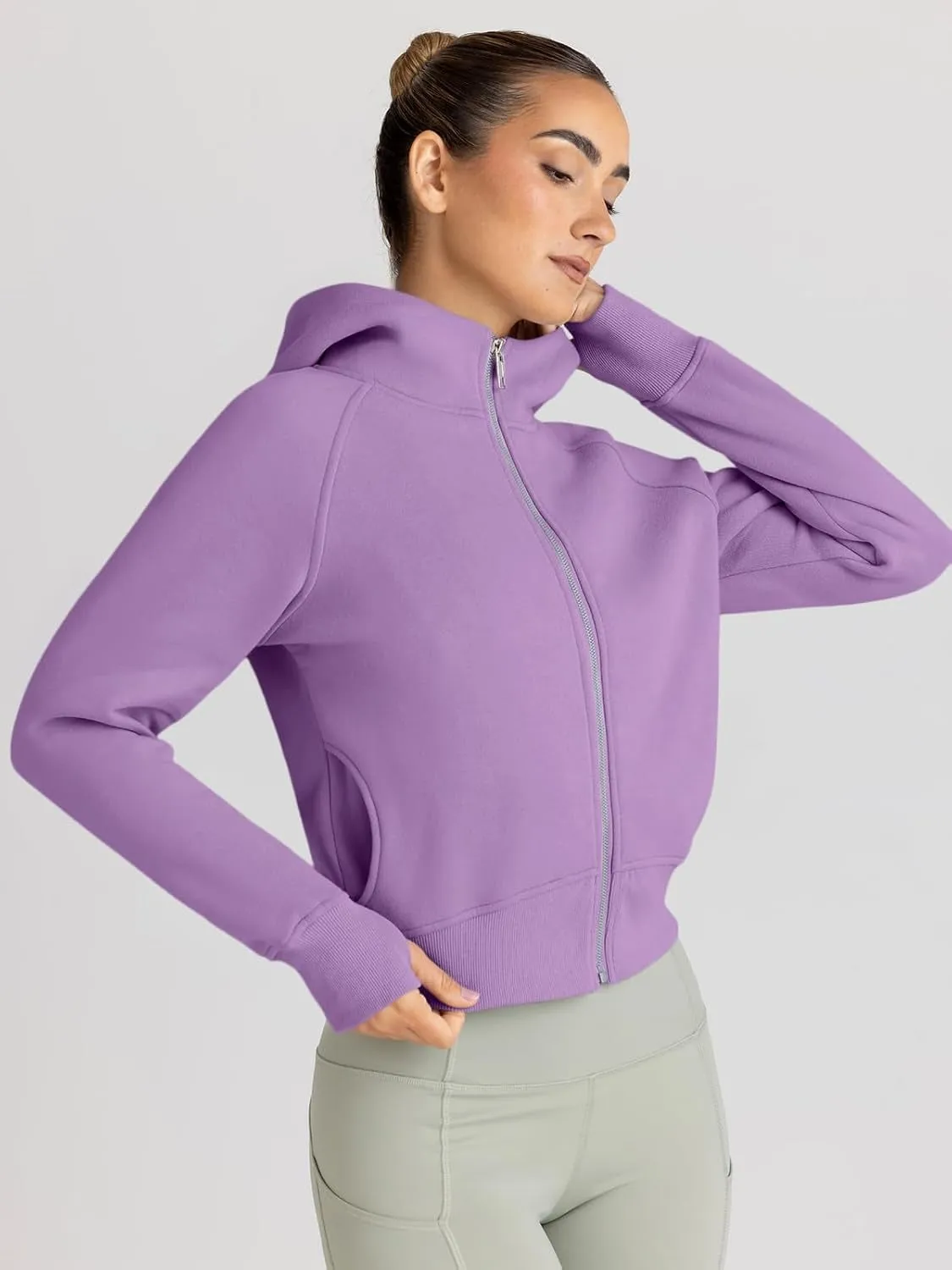 Women’s Full Zip Fleece Hoodie – Cozy Winter Jacket with Drop Shoulder Collar, Soft & Breathable Sweatshirt for Fall & Winter