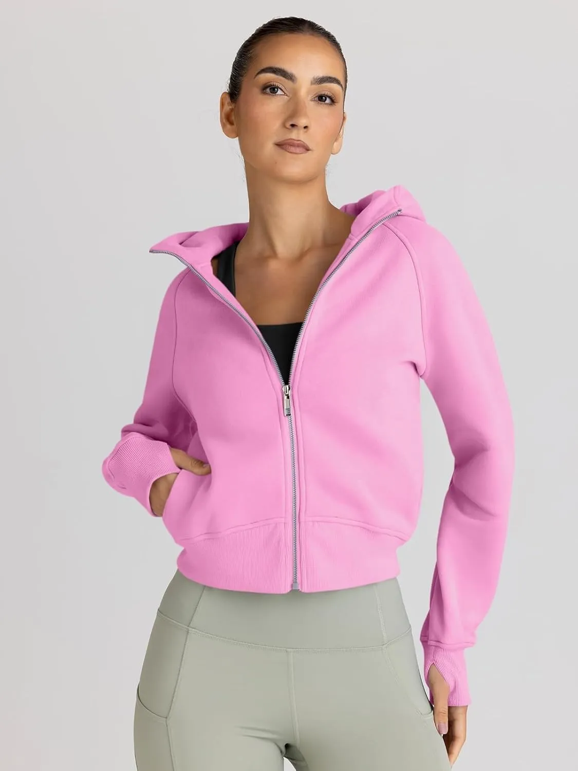 Women’s Full Zip Fleece Hoodie – Cozy Winter Jacket with Drop Shoulder Collar, Soft & Breathable Sweatshirt for Fall & Winter