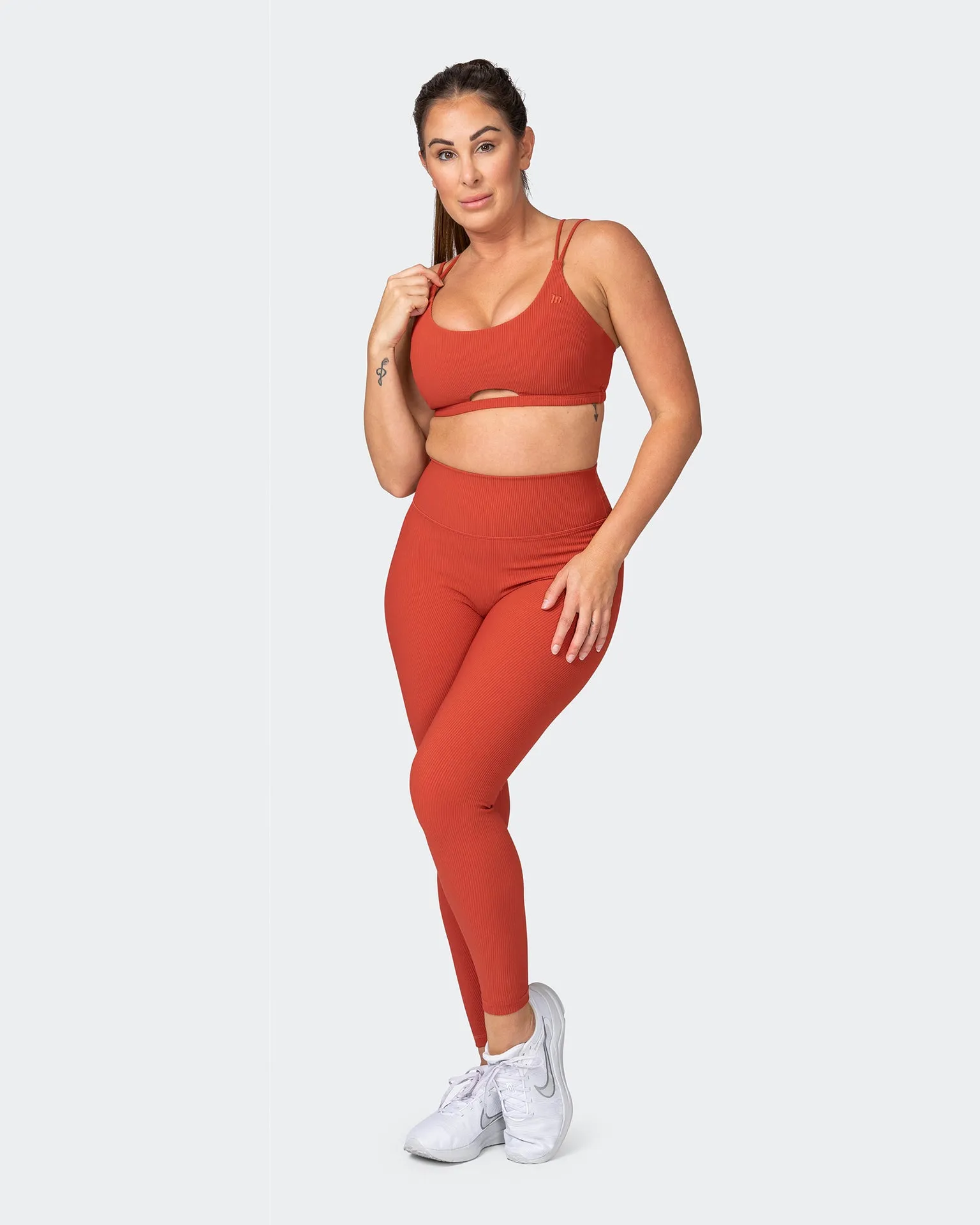 Zero Rise Rib Ankle Length Leggings - Burnt Orange