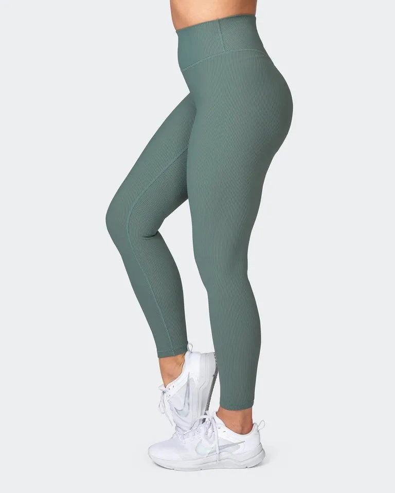 Zero Rise Rib Ankle Length Leggings - Olive Smoke