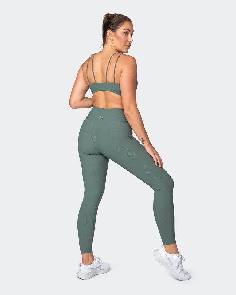 Zero Rise Rib Ankle Length Leggings - Olive Smoke