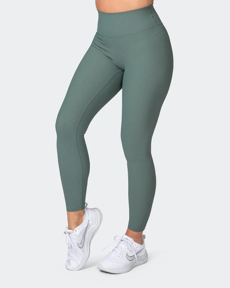 Zero Rise Rib Ankle Length Leggings - Olive Smoke