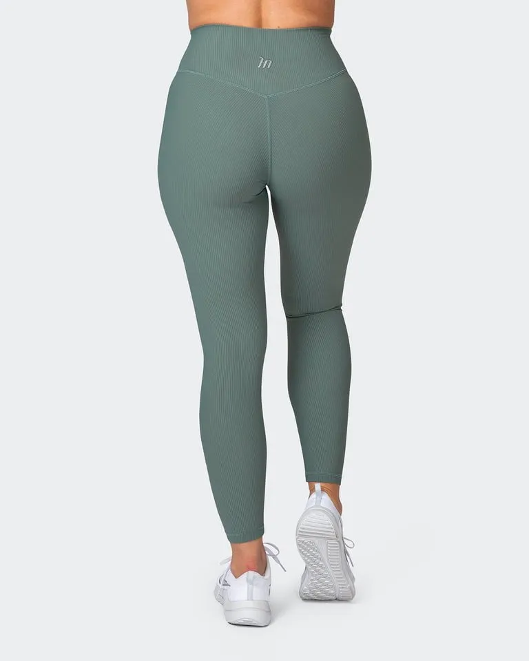 Zero Rise Rib Ankle Length Leggings - Olive Smoke